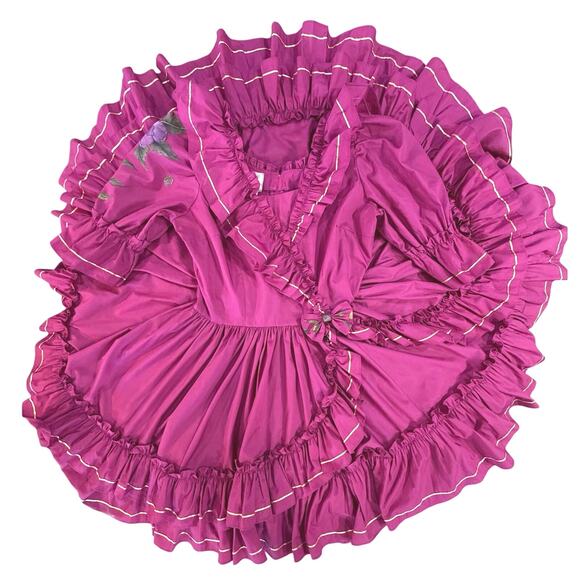 VTG Fancy Square Dance Dress Full Circle Skirt SZ 10 Rockabilly Fairy Victorian - Picture 7 of 16